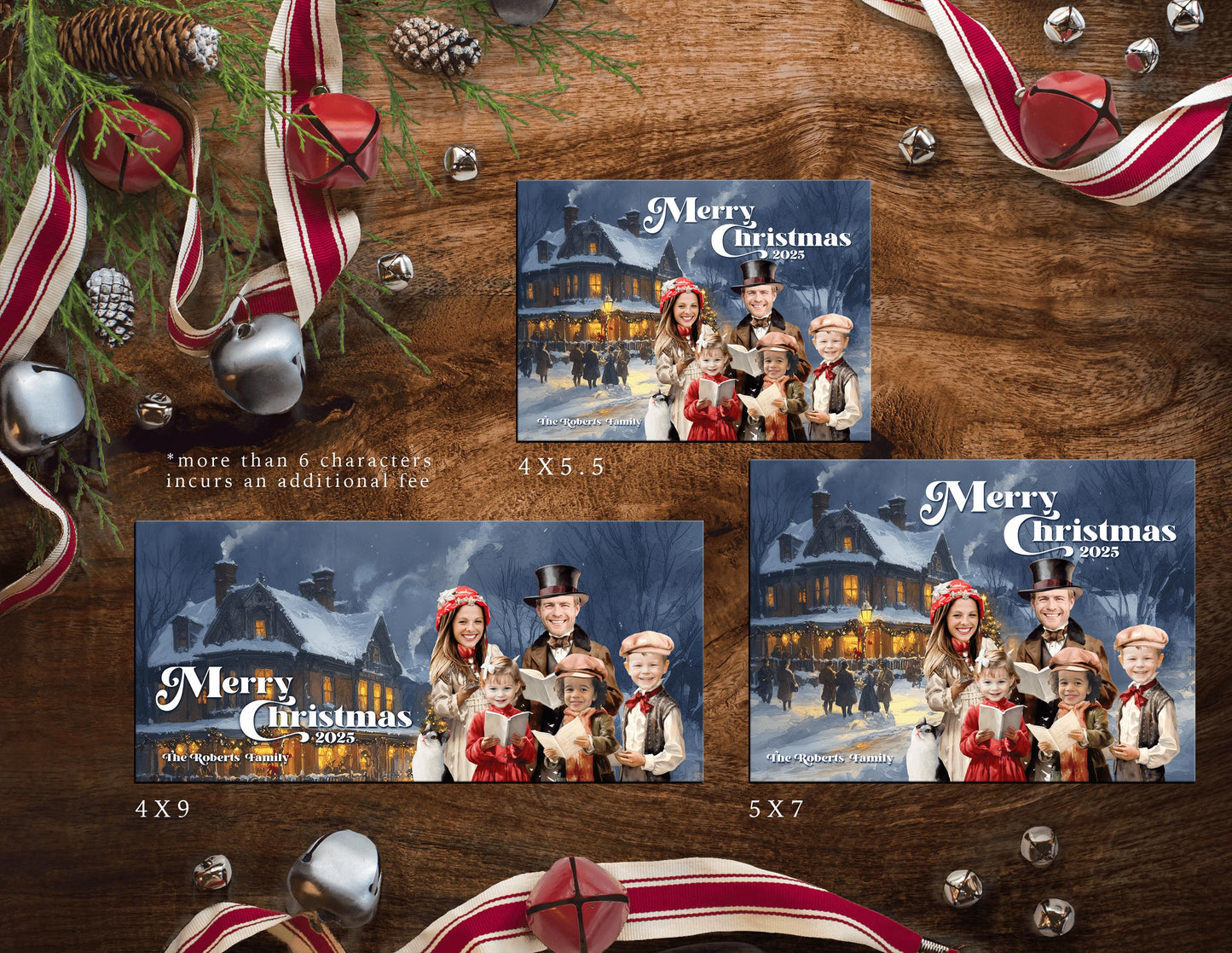 Funny Christmas Carolers Photo Card – Personalized Victorian Holiday Family Card with Custom Text & Envelopes