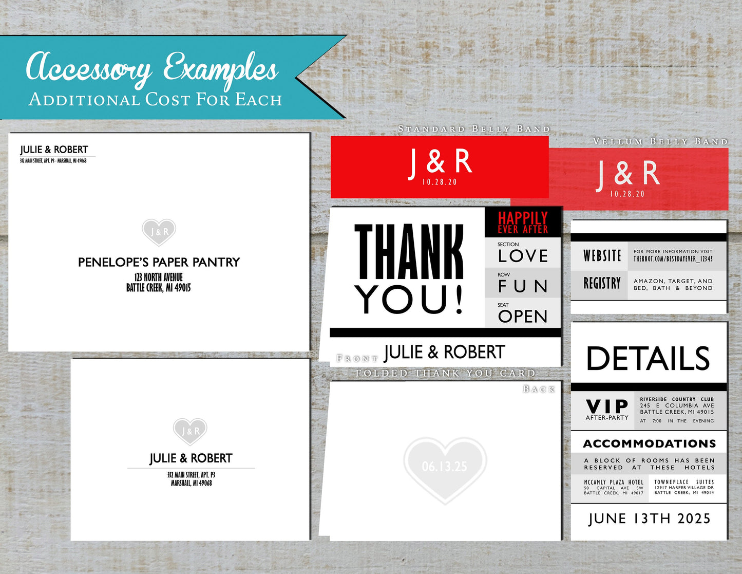 Unique Concert Ticket Wedding Invitation Personalized Rock Pop Jazz Country Heavy Metal Electronic Printed Invitations Envelopes Included