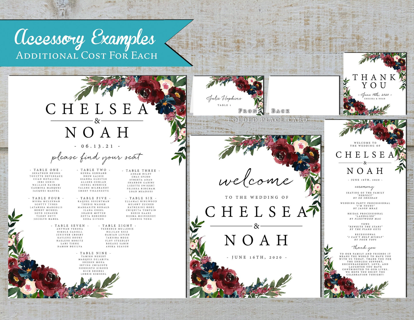 Elegant Floral Fall Wedding Invitation – Navy & Burgundy Roses – Shimmery Personalized Invite with Envelopes & Optional RSVP