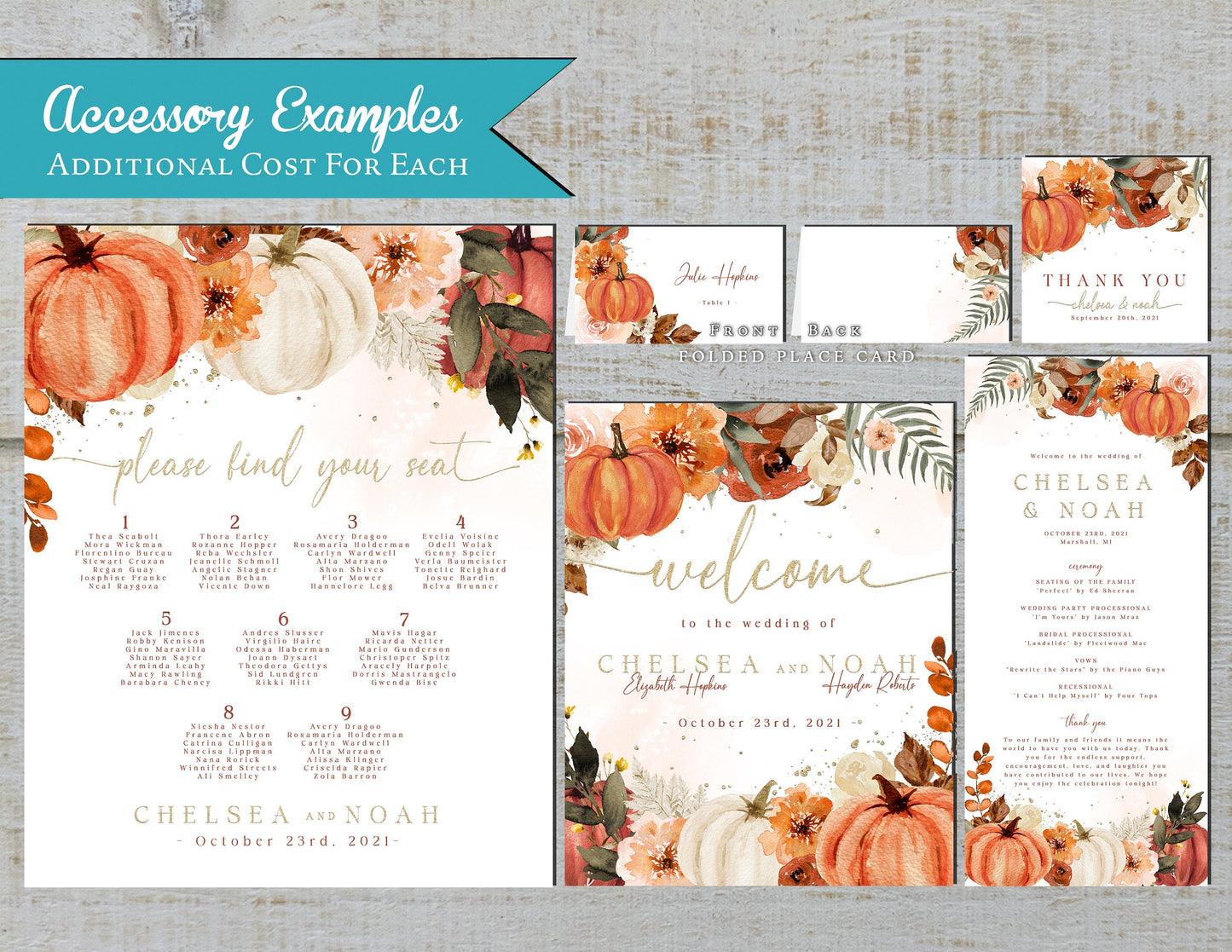 Elegant Fall in Love Pumpkin Wedding Invitation – Personalized Autumn Design with Shimmery Print & Custom Text – Envelopes Included