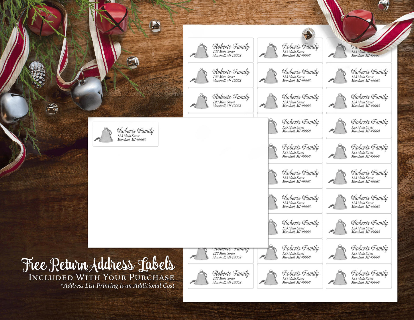 Personalized Funny Christmas Family Photo Card - Its A Wonderful Life George Bailey Design with Envelopes Return Address Labels