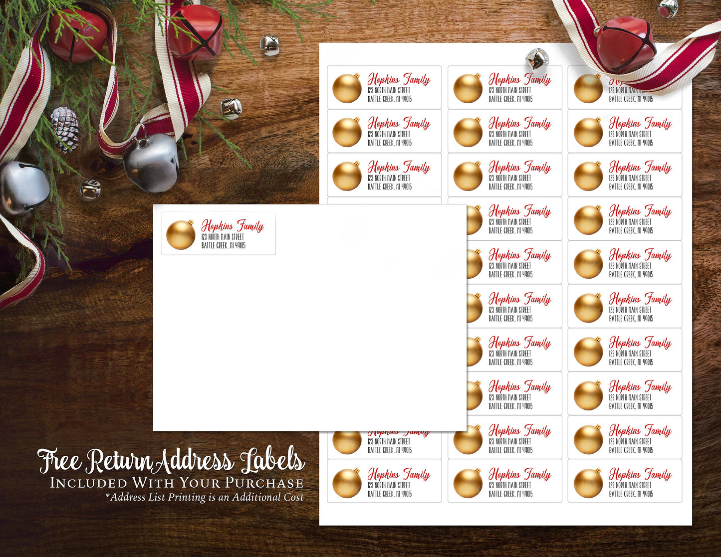 Funny Elf Family Christmas Photo Card – Personalized Elves in a Christmas Tree – Printed with Envelopes, Back Print & Return Address Labels