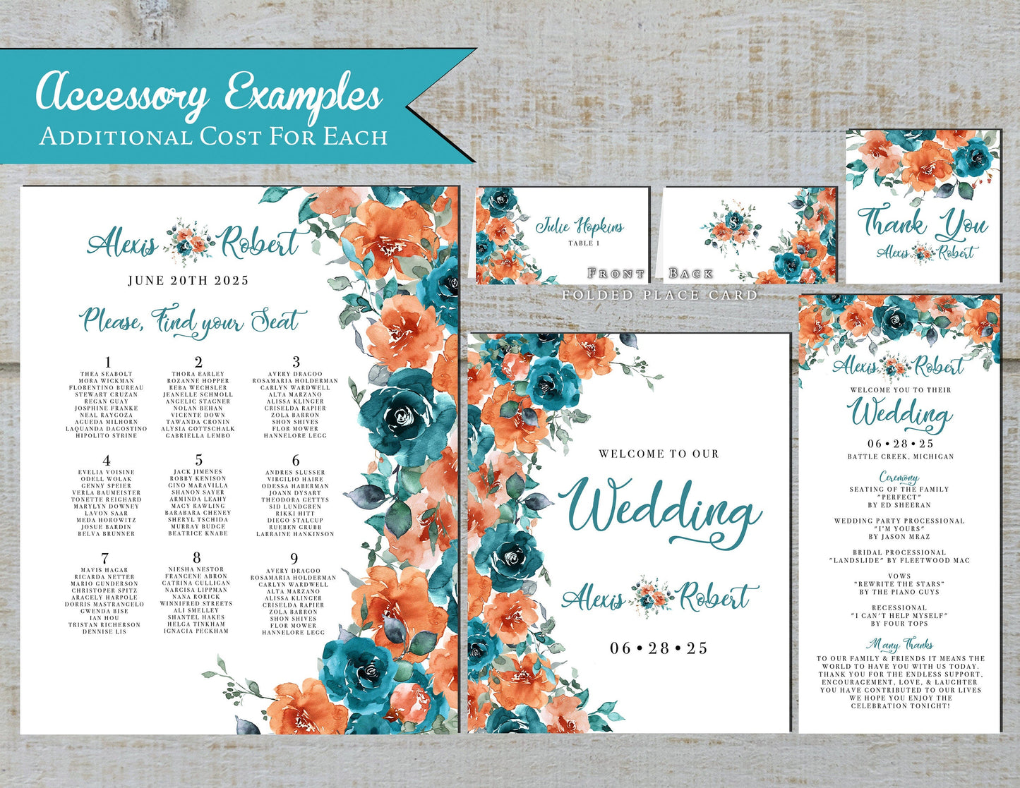 Elegant Fall Wedding Invitation – Turquoise & Orange | Personalized by Penelope’s Paper Pantry