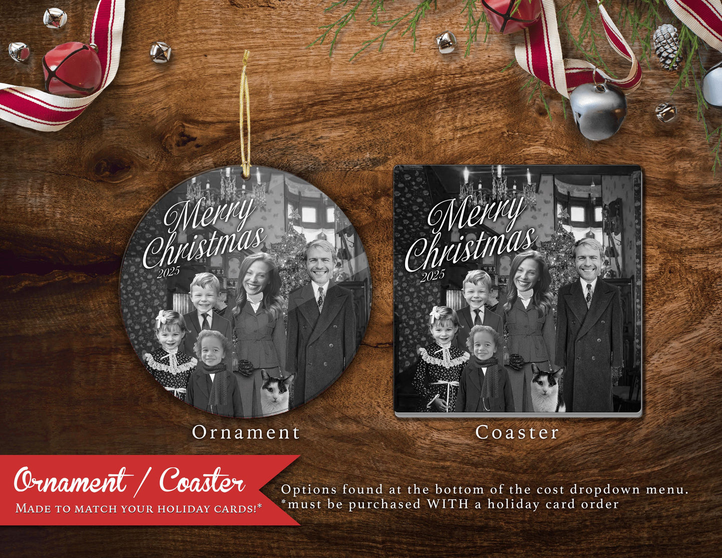 Personalized Funny Christmas Family Photo Card - Its A Wonderful Life George Bailey Design with Envelopes Return Address Labels