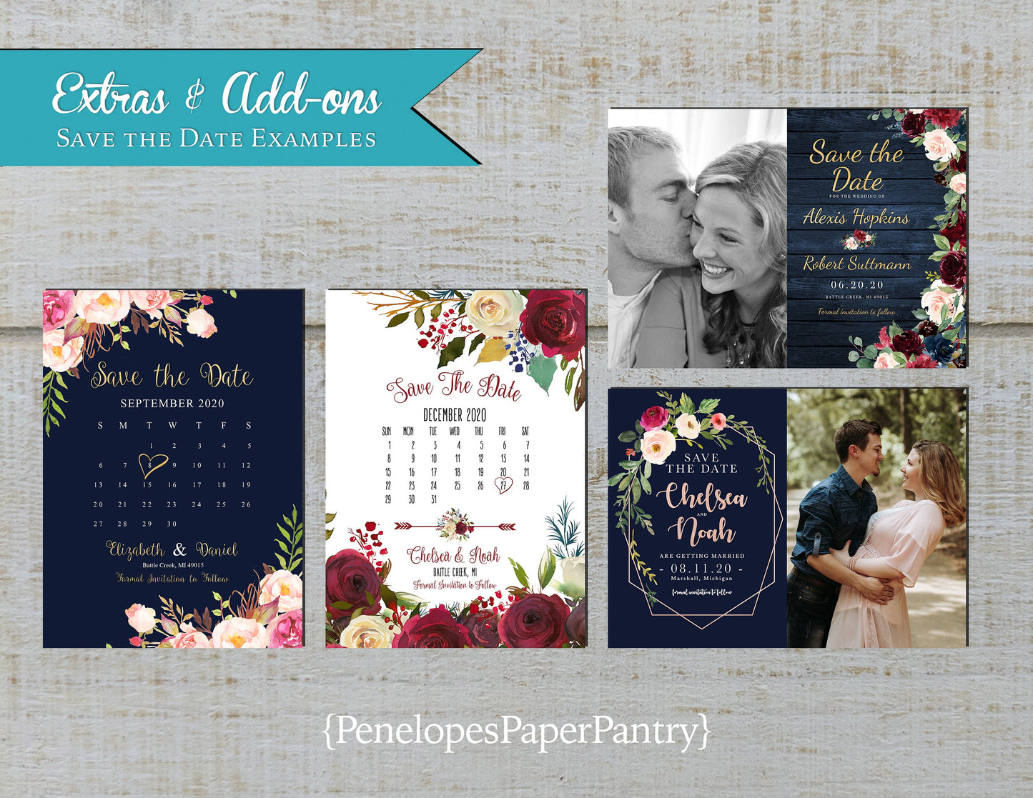 Custom Wedding Save The Date,5x7 Size,Designed to Match Invitations,Front Print,Matching Paper,Printed Cards,Envelopes