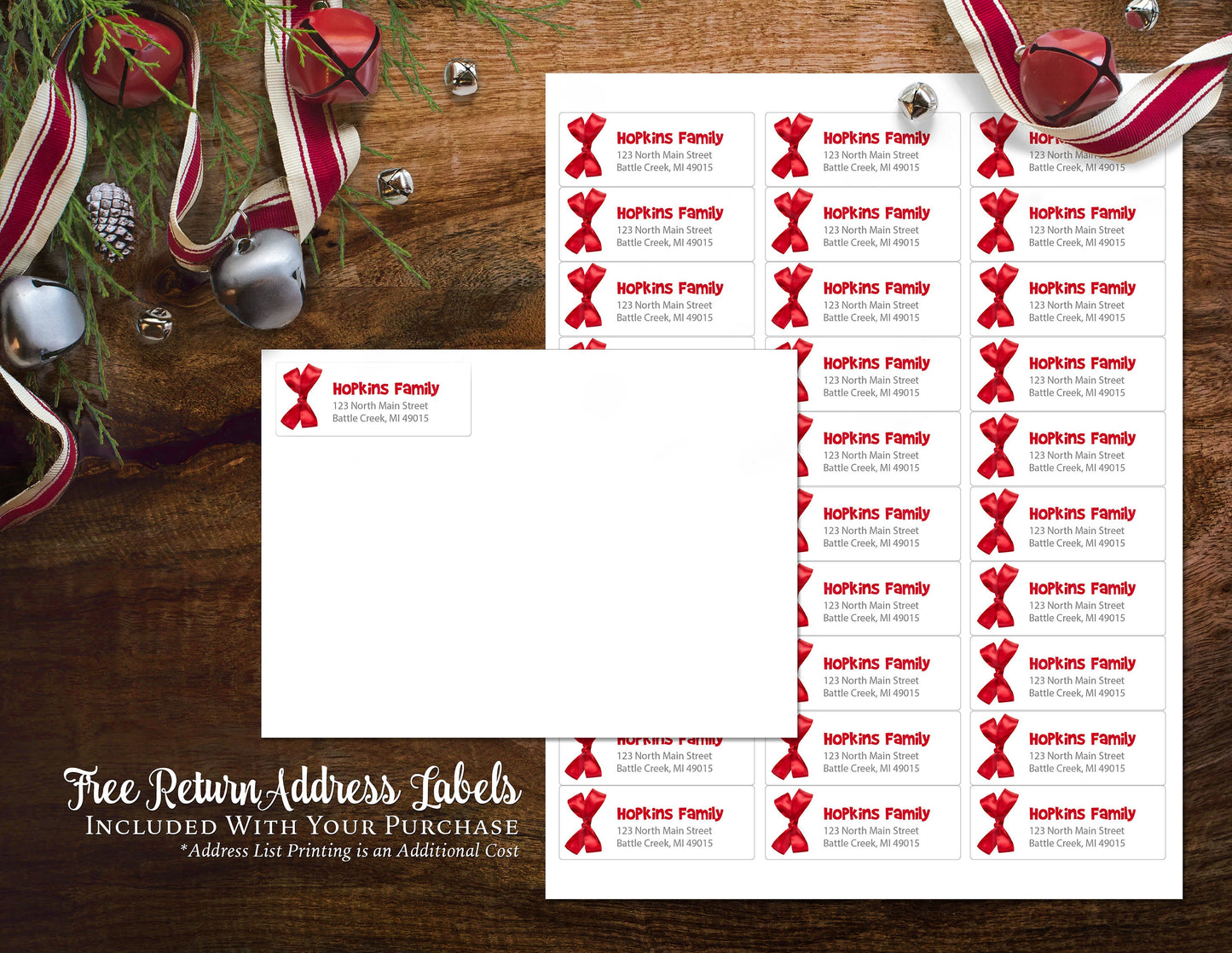 Funny Brady Bunch Christmas Photo Card – Personalized Mike, Carol & Kids Living Room Design – Custom Text, Printed with Envelope & Return Address Label