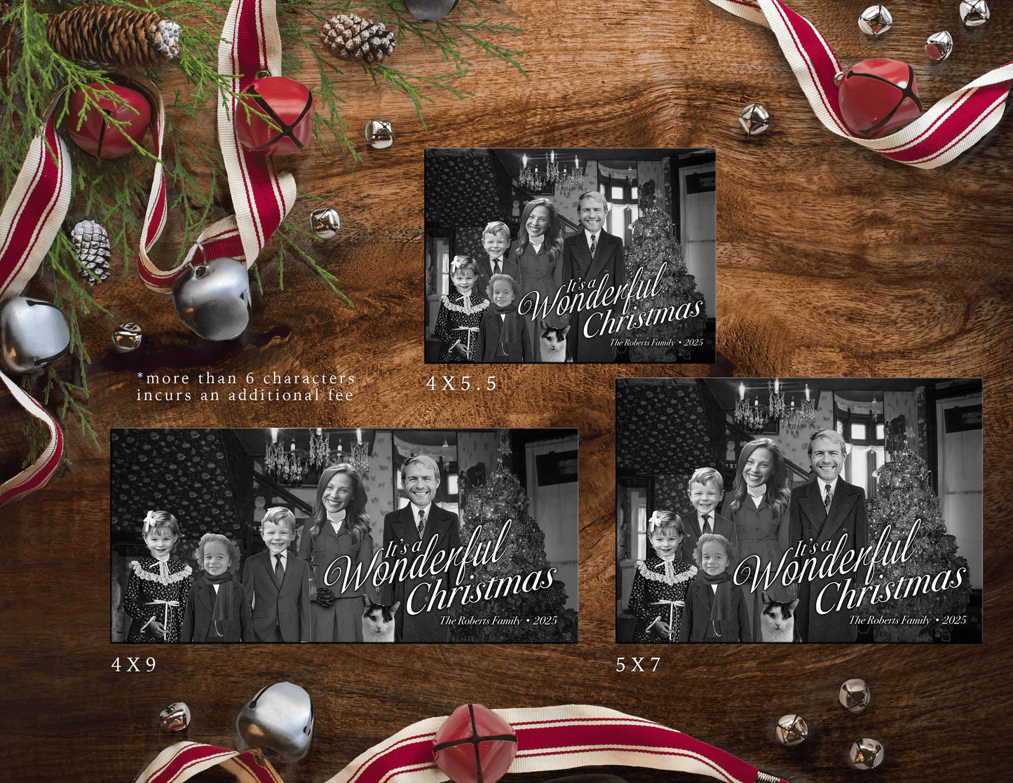 Personalized Funny Christmas Family Photo Card - Its A Wonderful Life George Bailey Design with Envelopes Return Address Labels