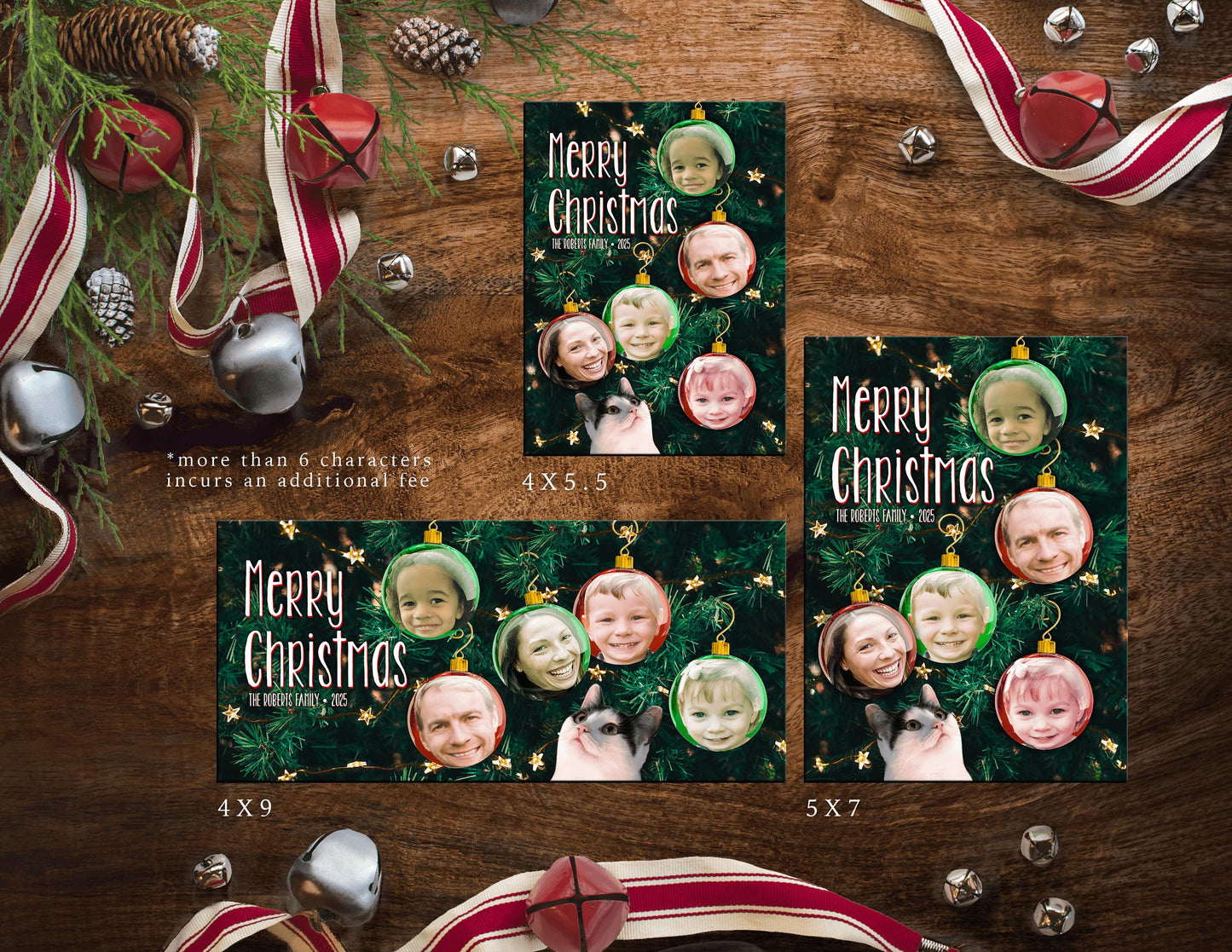 Funny Christmas Family Photo Ornament Card – Personalized Keepsake with Printed Cards, Envelopes & Return Address Labels Included