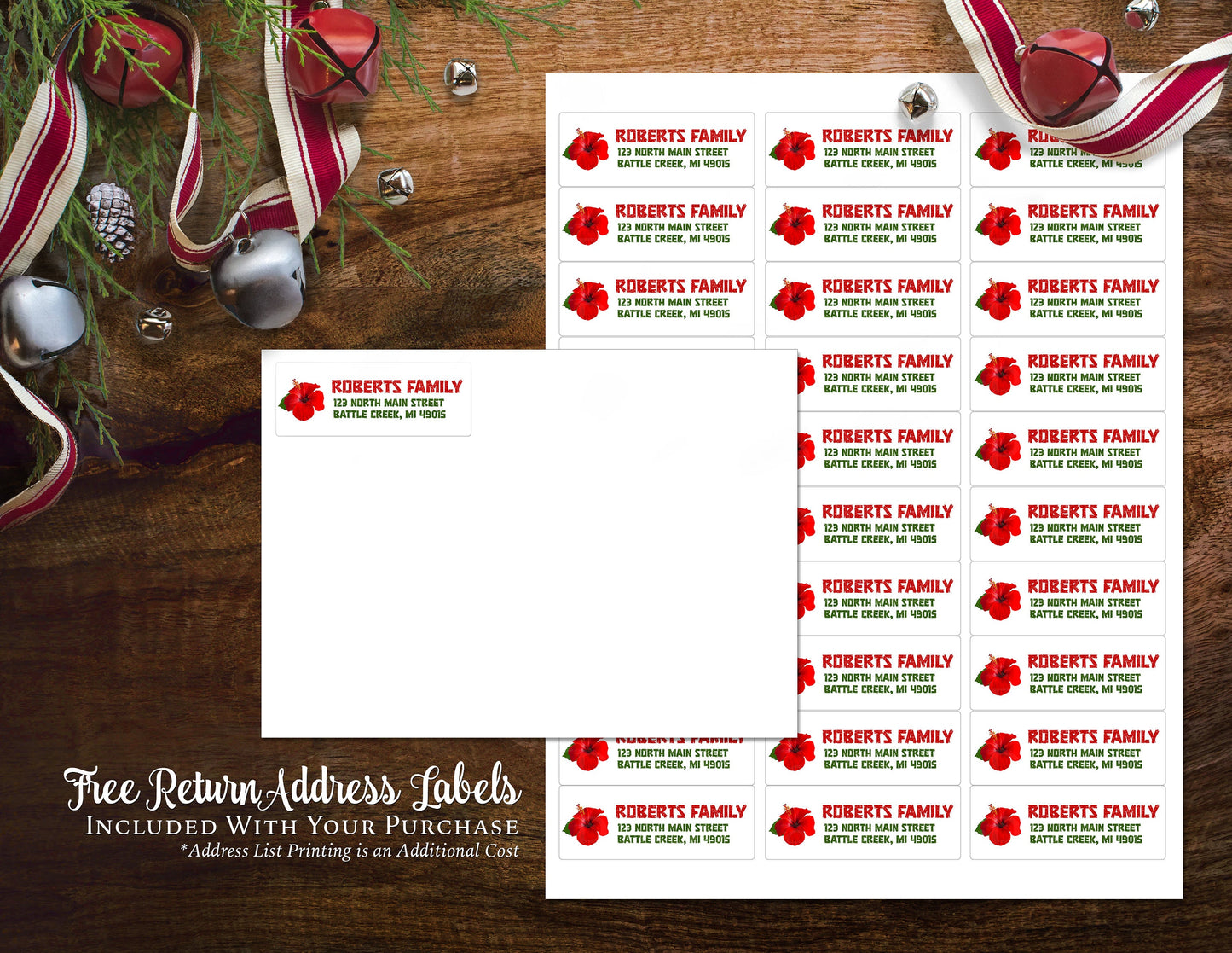 Funny Mele Kalikimaka Christmas Photo Card – Personalized Hawaiian Luau Family Card – Grass Skirts, Custom Text, Printed with Envelopes & Return Labels