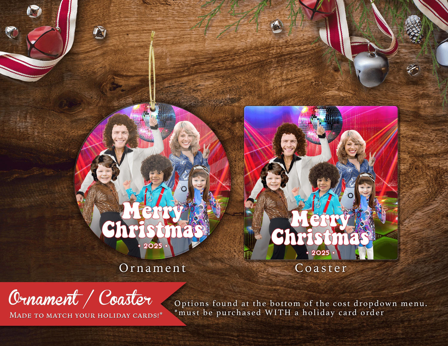 Funny Saturday Night Fever Christmas Photo Card – Personalized Disco Family Card with John Travolta Theme & Mirror Ball – Printed with Envelope Included