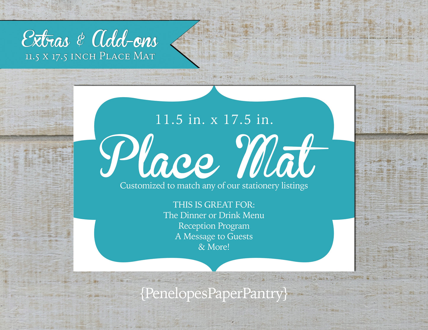 Made to Match Place Mat Table Setting Add On