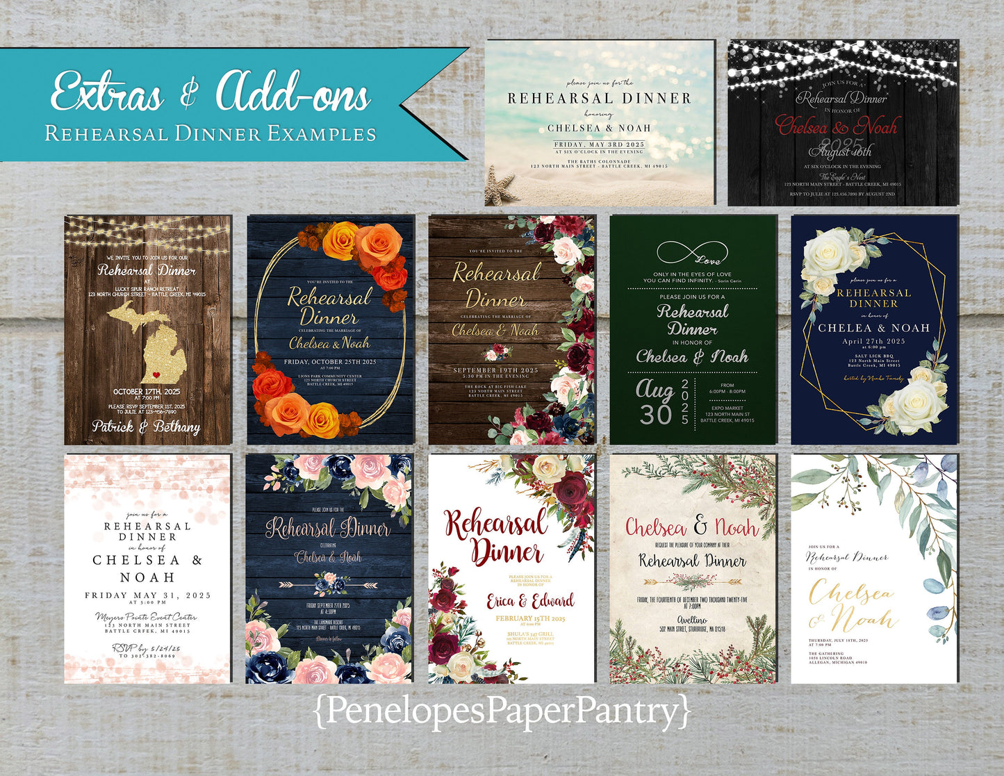 Made to Match Wedding Rehearsal Dinner Invitation Stationery Add-On