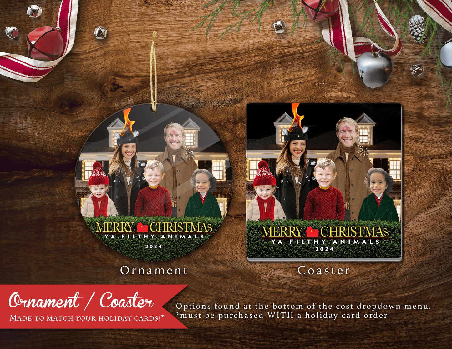 Funny Home Alone Christmas Photo Card – Personalized Family Card with Wet Bandits & Kevin – Printed with Envelopes & Custom Text
