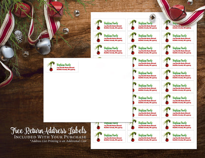 Funny Grinch Christmas Family Photo Card | Personalized Whoville Cindy Lou Holiday Card