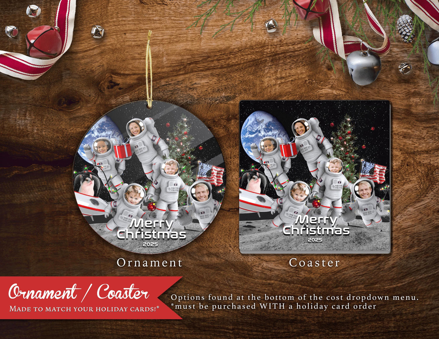 Funny Outer Space Christmas Family Photo Card | Personalized Astronaut Holiday Cards | Fast Turnaround + Free U.S. Shipping