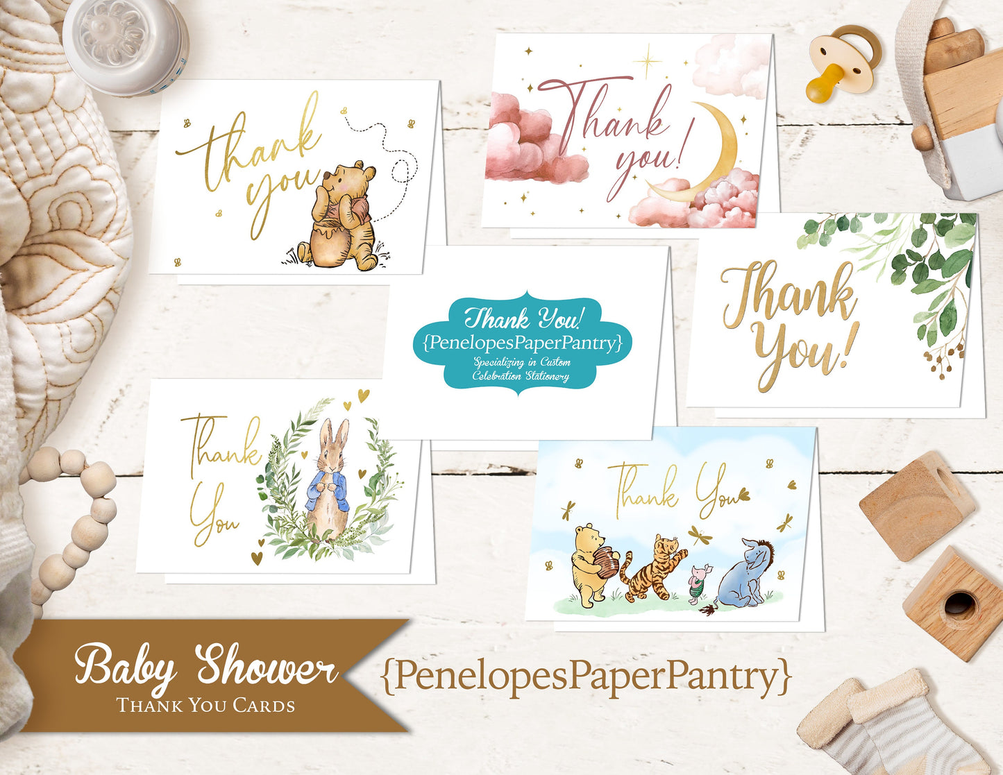 Personalized,Baby Shower,Thank You Notes,Designed to Match Invites,Optional Photo,Five Sizes,Customized Text,Printed Cards,Envelope Included