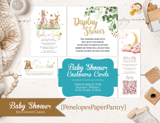 Baby Shower Invitation Enclosure Card,Personalize,Printed Card,Website Card,Registry Card,Detail Card,Bookmark,Favor Tags,Flat Name Cards