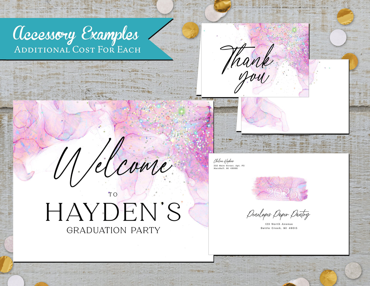 Watercolor Pastel Class of 2025 Graduation Open House or Ceremony Invitation