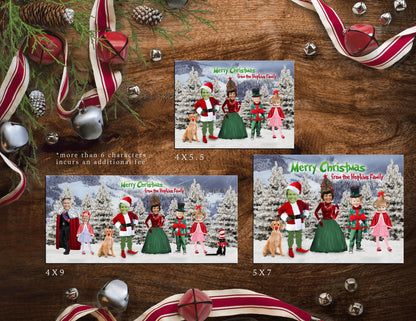 Funny Grinch Christmas Family Photo Card | Personalized Whoville Cindy Lou Holiday Card