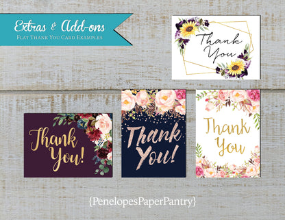 Made to Match Thank You Card Options Stationery Add-On