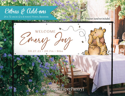 Winnie the Pooh Inspired Baby Shower Vinyl Banner with Grommets