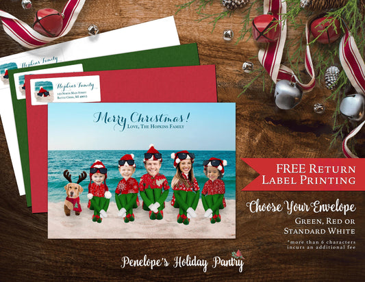 Elf on the Shelf Inspired Beach Character Holiday Greeting Cards