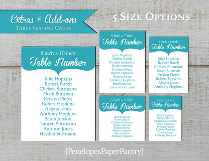 Custom Table Seating Cards,Guest Names,Table Placement Sign,Seating Assignment,Table Number,Flat Panel,Made to Match