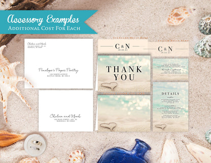 Daytime and Starfish Beach Wedding Invitation, Set, or Suite