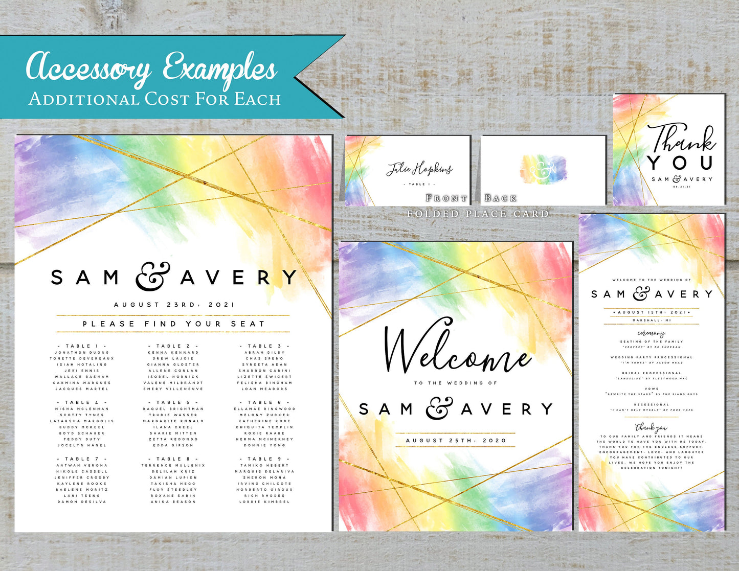 LGBTQ+ Rainbow Border Traditional Wedding Invitation, Sets, or Suite