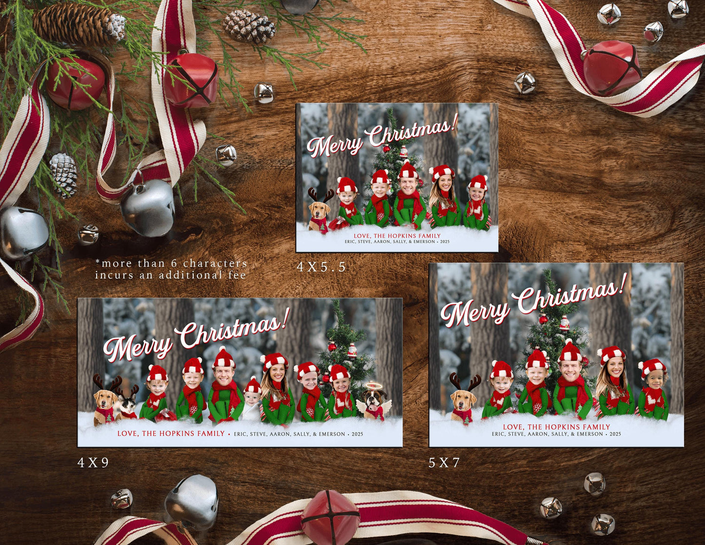 Funny Elf Family Christmas Photo Card – Personalized Winter Forest Design – Printed with Envelope, Back Print & Return Address Label