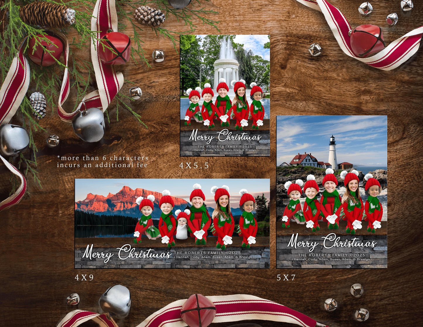Personalized Funny Elf Family Christmas Photo Card with Custom Background Printed Cards  Envelopes Unique Return Address Label
