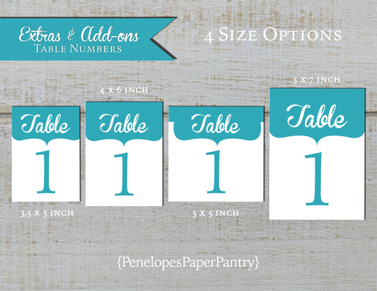 Made to Match Flat Table Number Cards Stationery Add-On