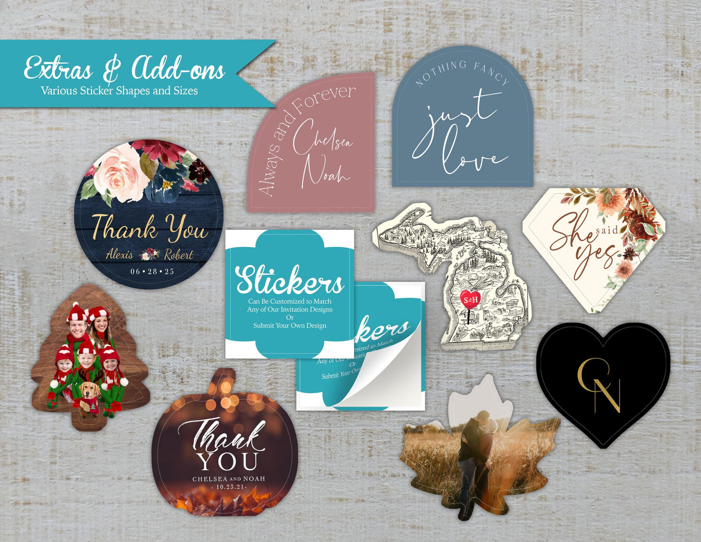 Die Cut Made to Match Shape Stickers Stationery Add-On