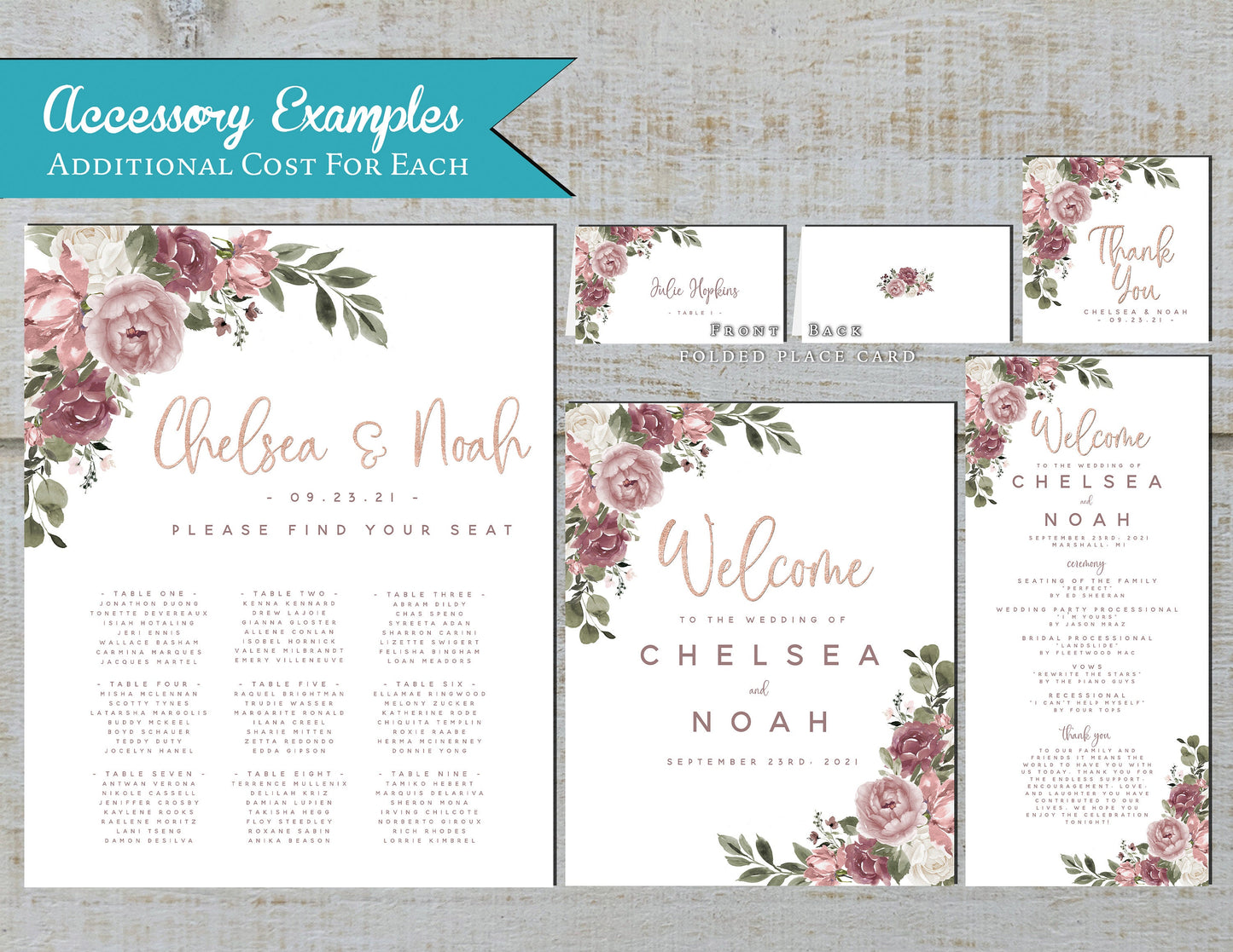 Elegant Mauve Floral Summer Wedding Invitation Personalized Dusty Rose Blush Roses Calligraphy Shimmery Printed Invitation Envelope Included