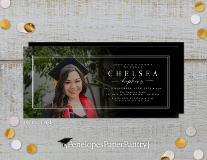 Photo with Simple Frame Graduation Open House or Ceremony Invitation