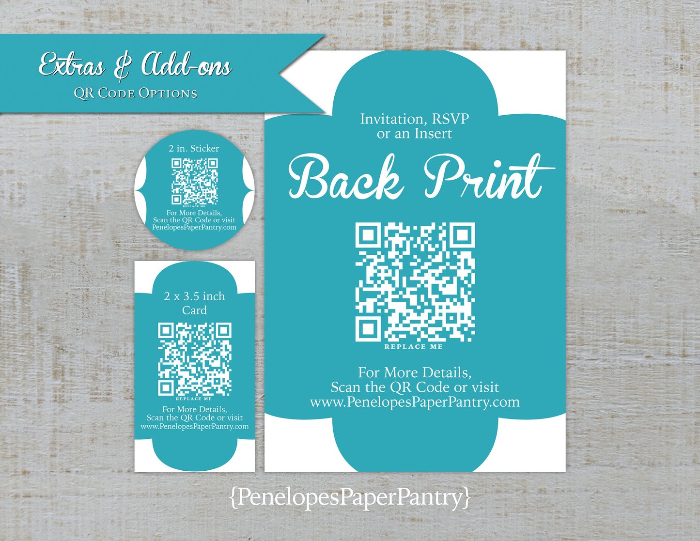 Made to Match QR Code Insert, Back Print, or Sticker Stationery Add-On