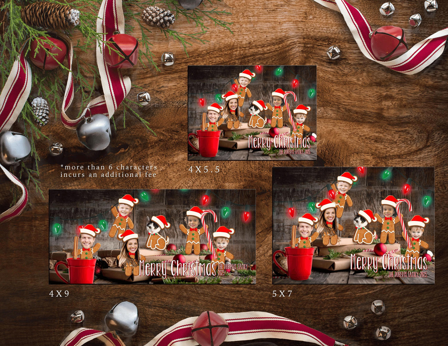 Funny Gingerbread Family Christmas Photo Card – Personalized Elves & Hot Chocolate Design – Printed Cards with Envelopes & Return Address Labels