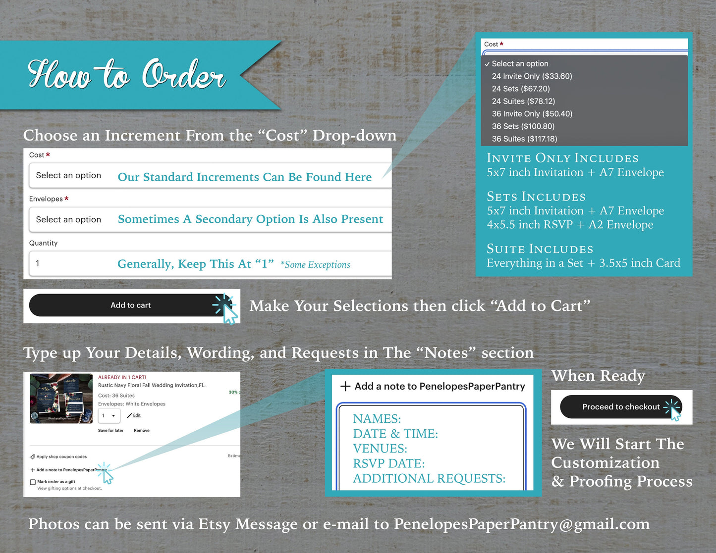 Elegant Dusty Blue Summer Wedding Invitation Personalized Baby Blue Powder Blue Floral Silhouettes Printed Invitations Envelopes Included