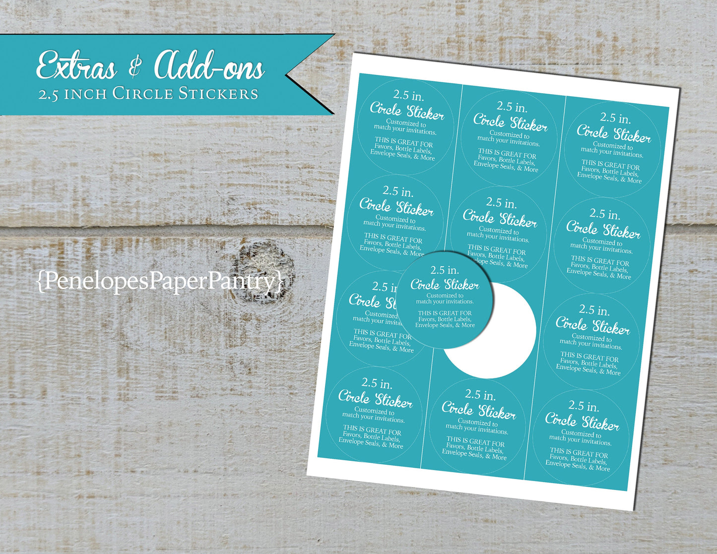Made to Match Rectangle and Circle Sticker Add On