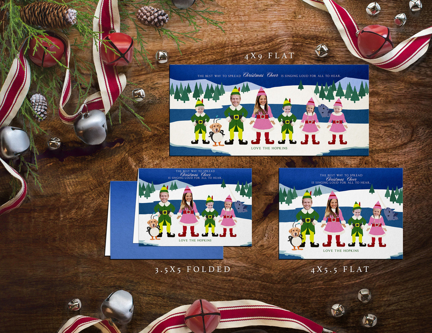 Elf Movie Inspired  Character Holiday Greeting Cards