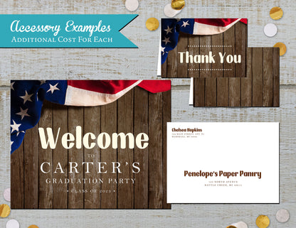 Patriotic American Flag Graduation Open House or Ceremony Invitation