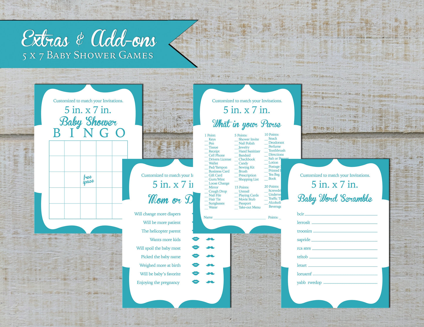 Made to Match Bridal Shower Games Stationery Add-On