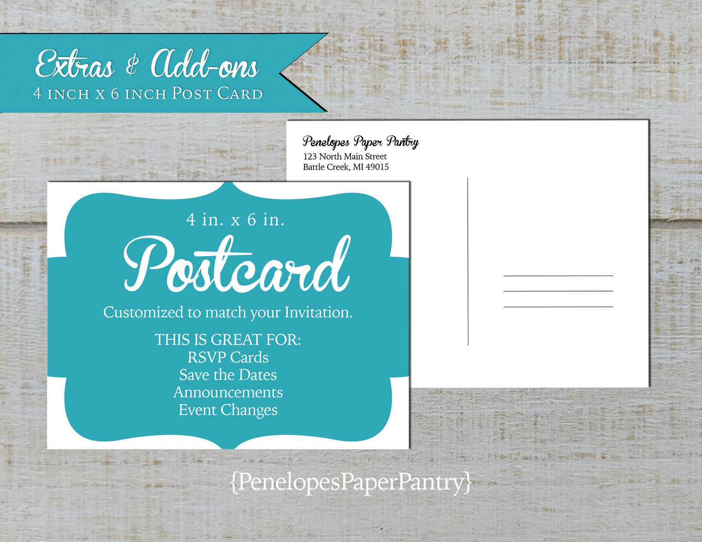 Made to Match Postcard with Return Address Printed Stationery Add-On