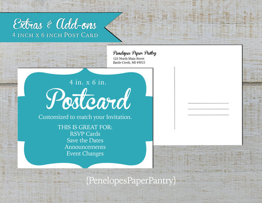 Made to Match Postcard with Return Address Printed Stationery Add-On