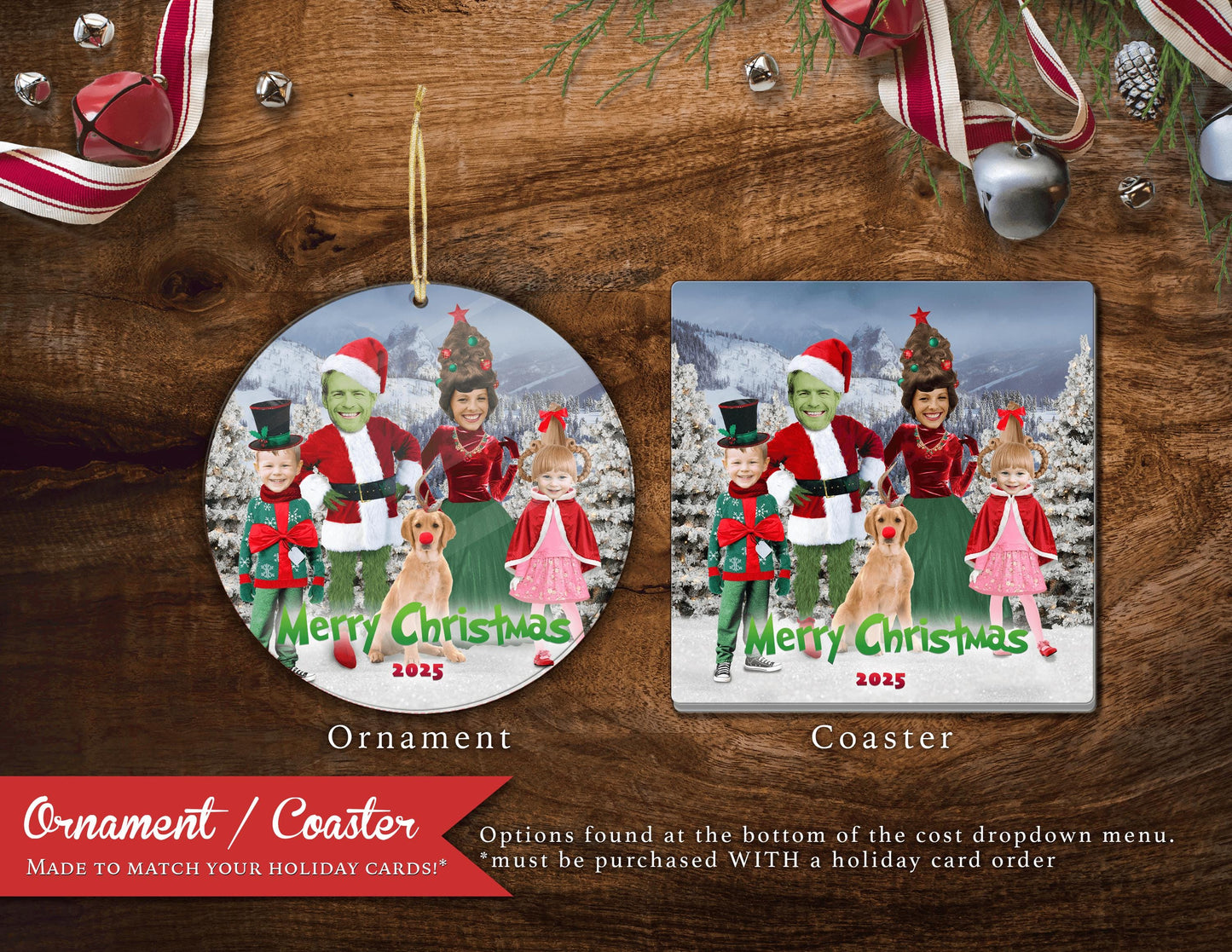Funny Grinch Christmas Family Photo Card | Personalized Whoville Cindy Lou Holiday Card