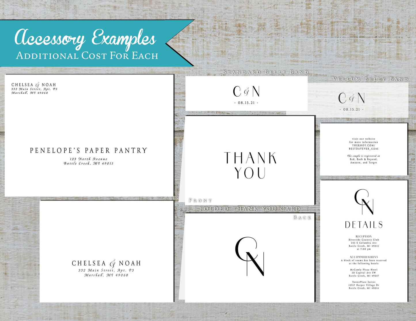 Black and White Modern Type on White Paper Traditional Wedding Invitation, Sets, or Suite