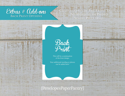 Made to Match Back Print Stationery Add-On