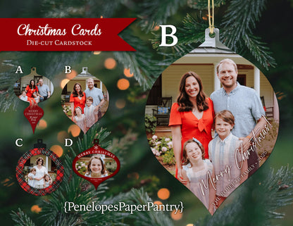 Unique Christmas Ornament Photo Card Christmas Tree Ornament Personalized Hang On The Tree Send An Ornament Family Photo Card Printed Cards