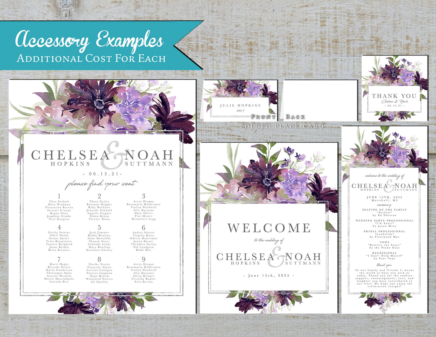 Elegant Purple Floral Summer Wedding Invitation,Summer Wedding Invite,Dark Purple,Lavender,Calligraphy,Shimmery Invitation,Envelope Included