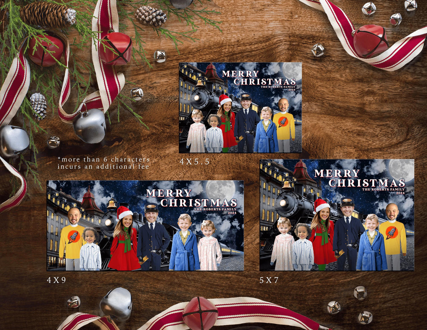 Funny Polar Express Christmas Photo Card – Personalized Train Ride to the North Pole – Printed Card with Envelope & Matching Back